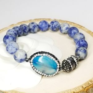 New Cat Eye Stone Blue Agate Bracelet